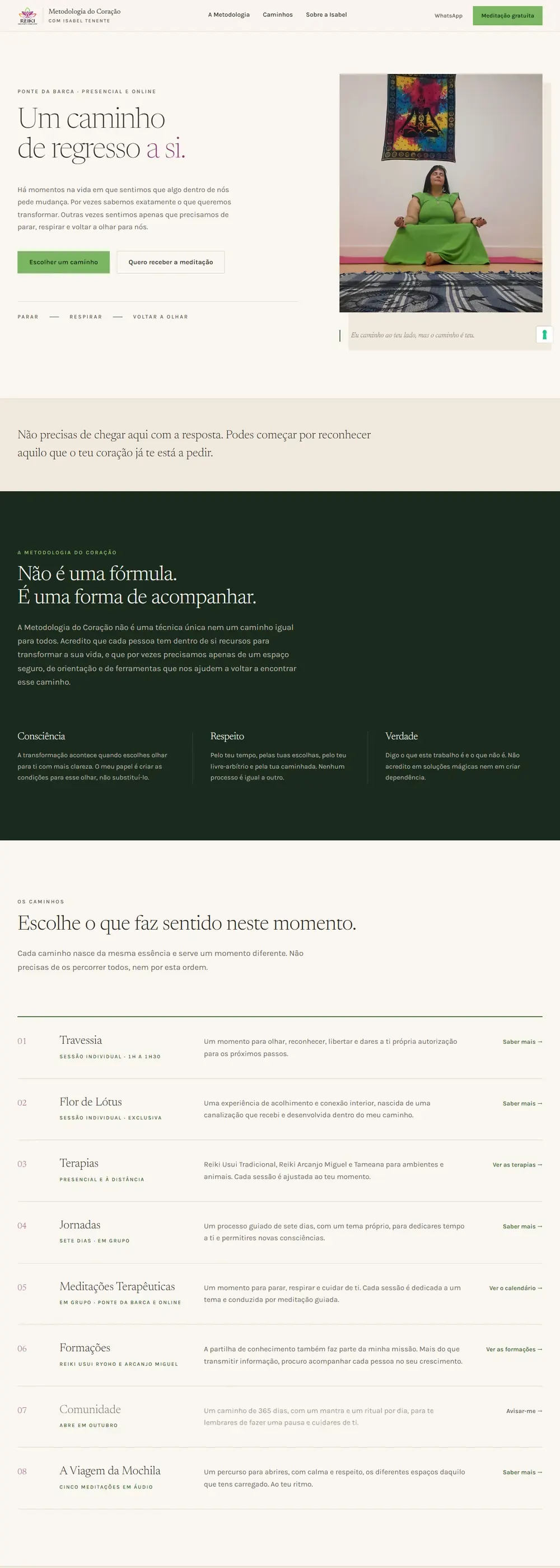 Página da Isabel Tenente, Metodologia do Coração